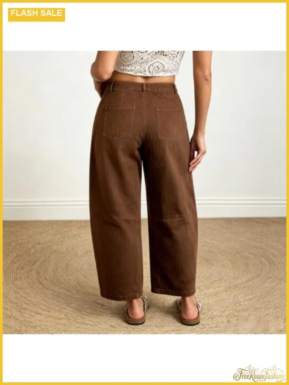 Women's Stretchy Cropped Baggy Barrel Jeans Mid Rise Boyfriend Denim Pants